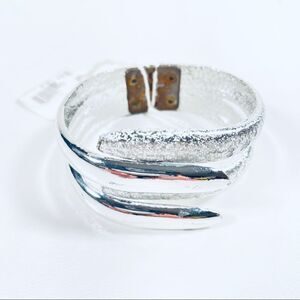 Silver Pleated  Really Nice Cuff Bracelet